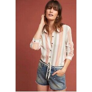 Anthropologie Tregene Sun Striped Shirt Top Size Medium Multicolor New